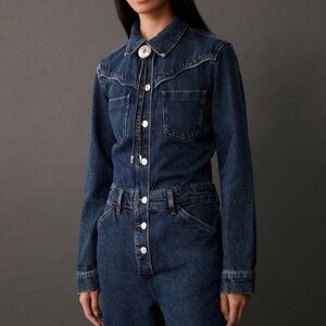 Women's Denim Button-Up Jumpsuit